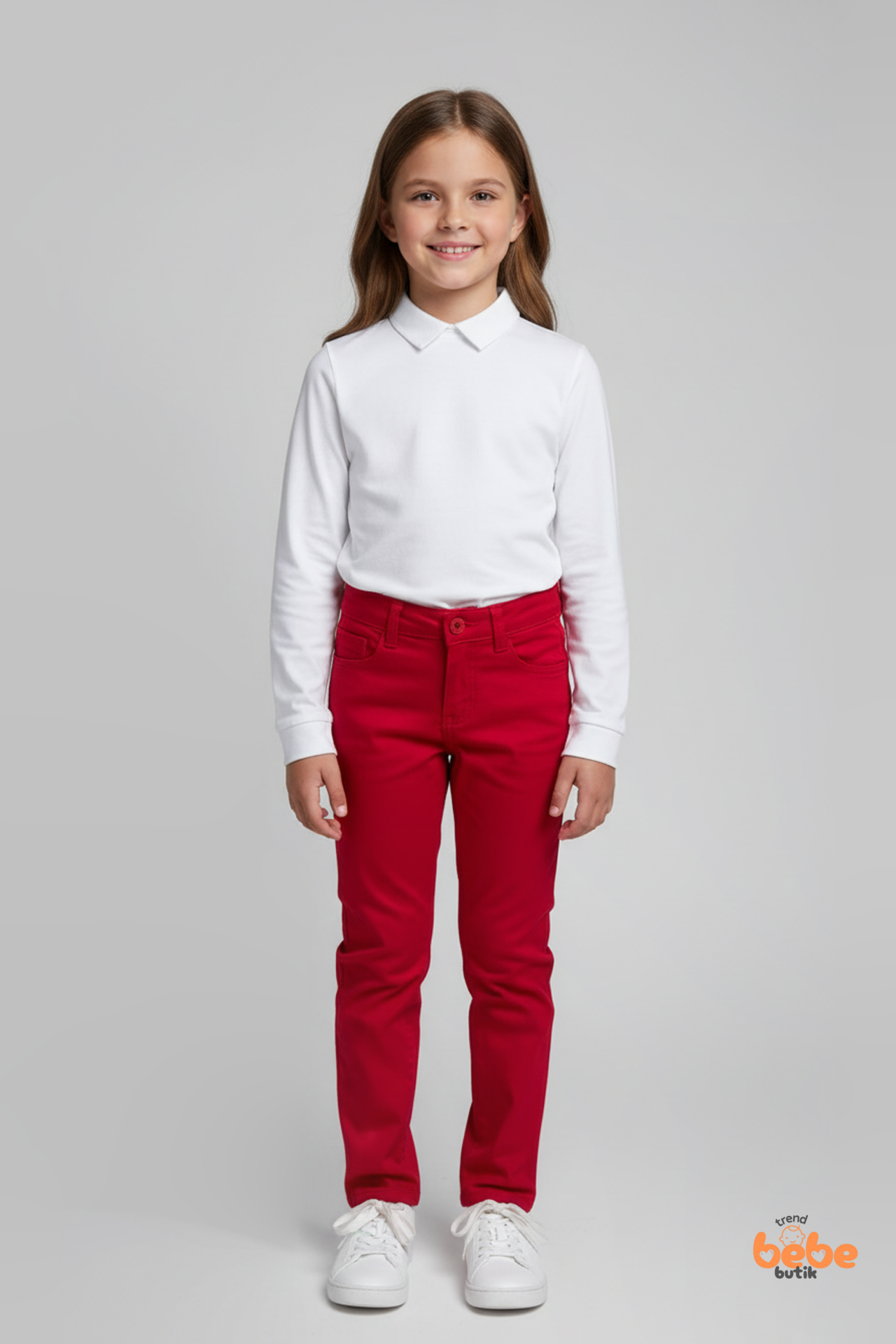 Kız Çocuk Kırmızı Pantolon – Rahat Kalıp, Özel Gün ve Günlük Giyim %100 Pamuklu Ayarlanabilir Bel