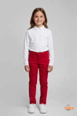 Kız Çocuk Kırmızı Pantolon – Rahat Kalıp, Özel Gün ve Günlük Giyim %100 Pamuklu Ayarlanabilir Bel