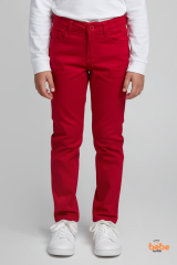 Kız Çocuk Kırmızı Pantolon – Rahat Kalıp, Özel Gün ve Günlük Giyim %100 Pamuklu Ayarlanabilir Bel