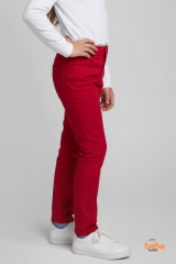 Kız Çocuk Kırmızı Pantolon – Rahat Kalıp, Özel Gün ve Günlük Giyim %100 Pamuklu Ayarlanabilir Bel