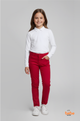 Kız Çocuk Kırmızı Pantolon – Rahat Kalıp, Özel Gün ve Günlük Giyim %100 Pamuklu Ayarlanabilir Bel