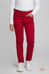 Kız Çocuk Kırmızı Pantolon – Rahat Kalıp, Özel Gün ve Günlük Giyim %100 Pamuklu Ayarlanabilir Bel