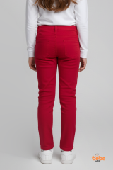 Kız Çocuk Kırmızı Pantolon – Rahat Kalıp, Özel Gün ve Günlük Giyim %100 Pamuklu Ayarlanabilir Bel