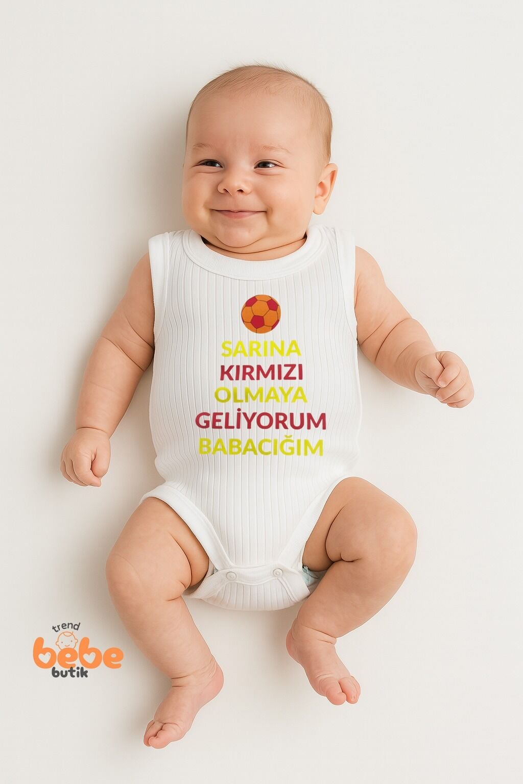 Taraftar Bebek Zıbın Body - Futbol Temalı Babaya Mesajlı Çıtçıtlı Ribana Badi 6-36 Ay 18 AY
