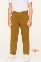 Ribanalı Bel %100Pamuk Penye Kumaş, Okul Pantolonu Kız Çocuk Okul Eşofmanı Rahat ve Şık Bej