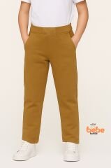 Ribanalı Bel %100Pamuk Penye Kumaş, Okul Pantolonu Kız Çocuk Okul Eşofmanı Rahat ve Şık Bej BEJ - 7 YAŞ