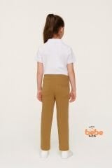 Ribanalı Bel %100Pamuk Penye Kumaş, Okul Pantolonu Kız Çocuk Okul Eşofmanı Rahat ve Şık Bej BEJ - 11 YAŞ