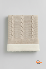 İçi Peluş Polar Triko Örgü Bebek Battaniyesi Kalın,Yumuşak,Saç Örgü Desenli Polar Bebek Battaniyesi