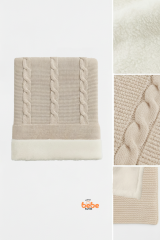 İçi Peluş Polar Triko Örgü Bebek Battaniyesi Kalın,Yumuşak,Saç Örgü Desenli Polar Bebek Battaniyesi