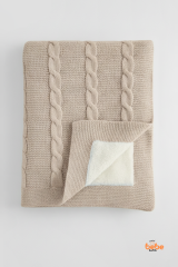 İçi Peluş Polar Triko Örgü Bebek Battaniyesi Kalın,Yumuşak,Saç Örgü Desenli Polar Bebek Battaniyesi