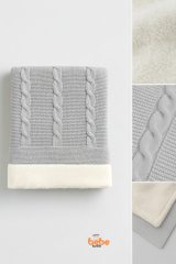 İçi Peluş Polar Triko Örgü Bebek Battaniyesi Kalın,Yumuşak,Saç Örgü Desenli Polar Bebek Battaniyesi