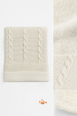 İçi Peluş Polar Triko Örgü Bebek Battaniyesi Kalın,Yumuşak,Saç Örgü Desenli Polar Bebek Battaniyesi