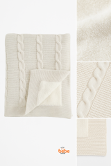 İçi Peluş Polar Triko Örgü Bebek Battaniyesi Kalın,Yumuşak,Saç Örgü Desenli Polar Bebek Battaniyesi