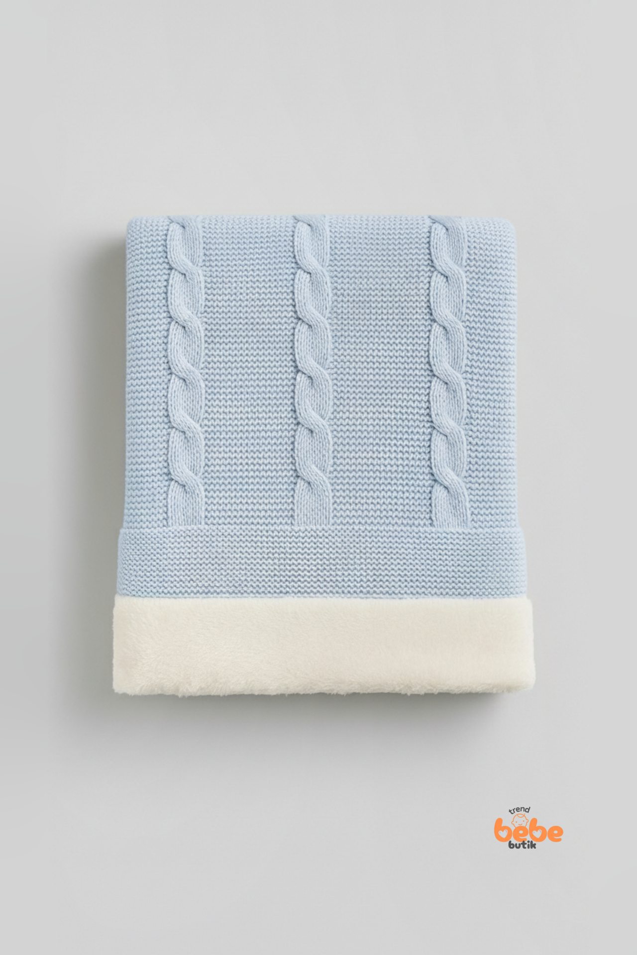 İçi Peluş Polar Triko Örgü Bebek Battaniyesi Kalın,Yumuşak,Saç Örgü Desenli Polar Bebek Battaniyesi