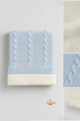 İçi Peluş Polar Triko Örgü Bebek Battaniyesi Kalın,Yumuşak,Saç Örgü Desenli Polar Bebek Battaniyesi