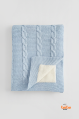 İçi Peluş Polar Triko Örgü Bebek Battaniyesi Kalın,Yumuşak,Saç Örgü Desenli Polar Bebek Battaniyesi