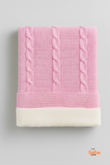 İçi Peluş Polar Triko Örgü Bebek Battaniyesi Kalın,Yumuşak,Saç Örgü Desenli Polar Bebek Battaniyesi