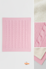 İçi Peluş Polar Triko Örgü Bebek Battaniyesi Kalın,Yumuşak,Saç Örgü Desenli Polar Bebek Battaniyesi