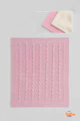 İçi Peluş Polar Triko Örgü Bebek Battaniyesi Kalın,Yumuşak,Saç Örgü Desenli Polar Bebek Battaniyesi