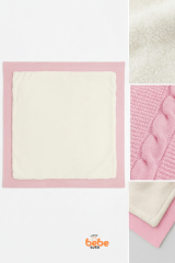 İçi Peluş Polar Triko Örgü Bebek Battaniyesi Kalın,Yumuşak,Saç Örgü Desenli Polar Bebek Battaniyesi