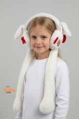 Oynar Kulaklı Sesli Tavşan Peluş Kulaklık, Hareketli Sevimli Kulak Koruyucu Kışlık  Aksesuar