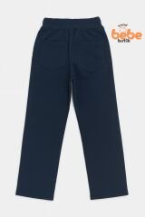 Ribanalı Bel %100Pamuk Penye Kumaş, Okul Pantolonu Kız Çocuk Okul Eşofmanı Rahat ve Şık Bej LACİVERT - 7 YAŞ