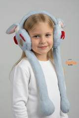 Oynar Kulaklı Sesli Tavşan Peluş Kulaklık, Hareketli Sevimli Kulak Koruyucu Kışlık  Aksesuar