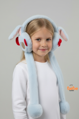 Oynar Kulaklı Sesli Tavşan Peluş Kulaklık, Hareketli Sevimli Kulak Koruyucu Kışlık  Aksesuar