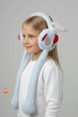 Oynar Kulaklı Sesli Tavşan Peluş Kulaklık, Hareketli Sevimli Kulak Koruyucu Kışlık  Aksesuar