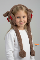 Oynar Kulaklı Sesli Tavşan Peluş Kulaklık, Hareketli Sevimli Kulak Koruyucu Kışlık  Aksesuar