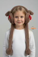 Oynar Kulaklı Sesli Tavşan Peluş Kulaklık, Hareketli Sevimli Kulak Koruyucu Kışlık  Aksesuar