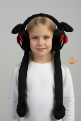 Oynar Kulaklı Sesli Tavşan Peluş Kulaklık, Hareketli Sevimli Kulak Koruyucu Kışlık  Aksesuar