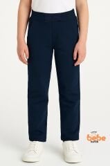 Ribanalı Bel %100Pamuk Penye Kumaş, Okul Pantolonu Kız Çocuk Okul Eşofmanı Rahat ve Şık Bej LACİVERT - 11 YAŞ