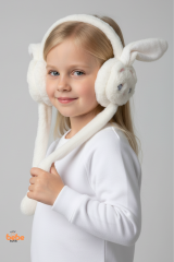 Oynar Kulaklı Sesli Tavşan Peluş Kulaklık, Hareketli Sevimli Kulak Koruyucu Kışlık  Aksesuar