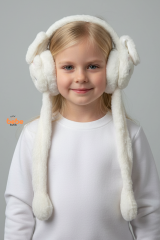 Oynar Kulaklı Sesli Tavşan Peluş Kulaklık, Hareketli Sevimli Kulak Koruyucu Kışlık  Aksesuar