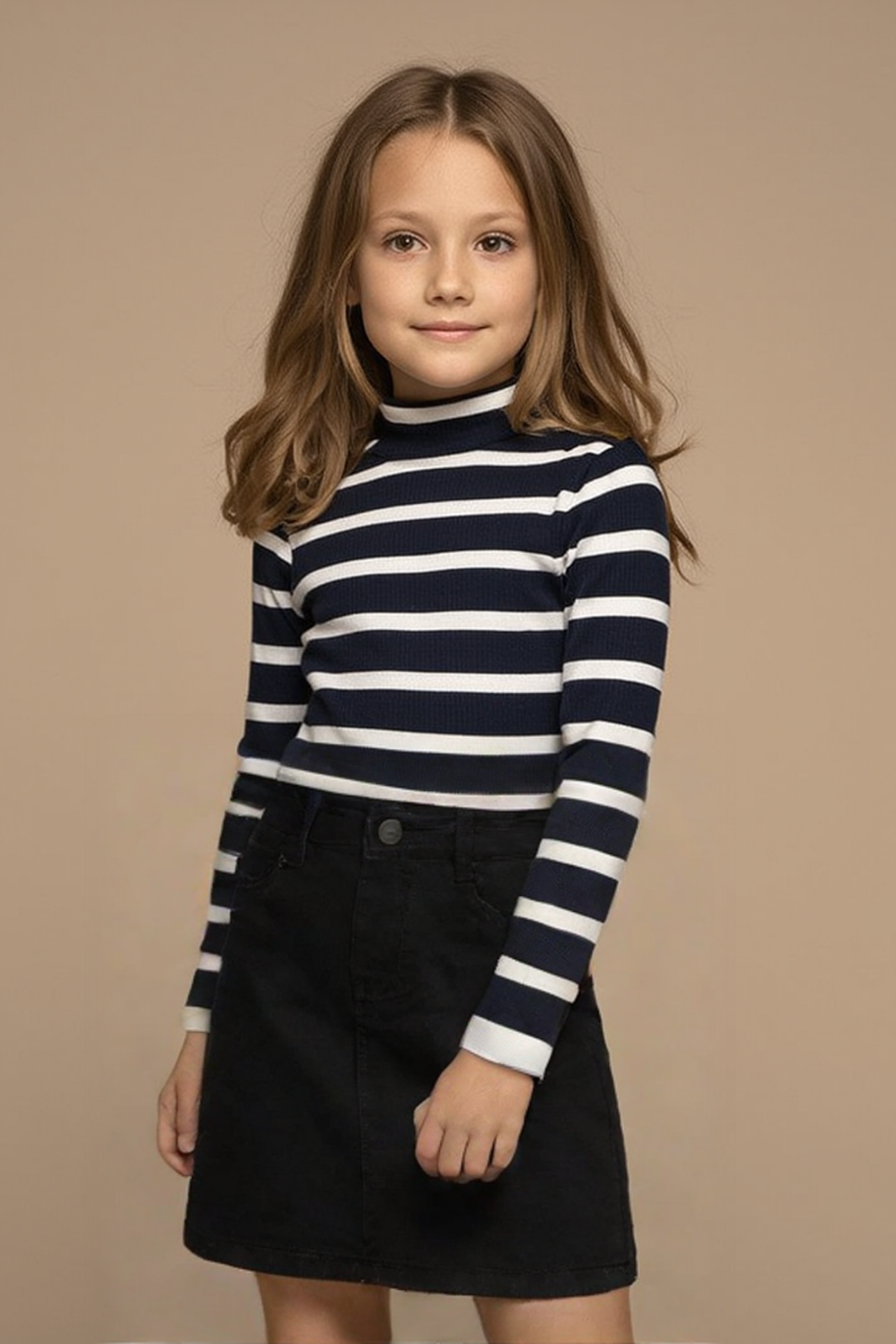 Kız Çocuk Kot Etek Şık ve Günlük Jean Mini Etek, Cepli, Kemerli, Yazlık, Kışlık, Okul, Parti SİYAH - 10 YAŞ