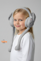 Oynar Kulaklı Sesli Tavşan Peluş Kulaklık, Hareketli Sevimli Kulak Koruyucu Kışlık  Aksesuar