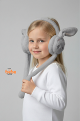 Oynar Kulaklı Sesli Tavşan Peluş Kulaklık, Hareketli Sevimli Kulak Koruyucu Kışlık  Aksesuar