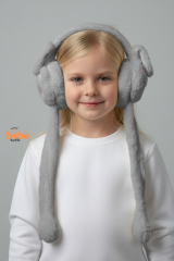 Oynar Kulaklı Sesli Tavşan Peluş Kulaklık, Hareketli Sevimli Kulak Koruyucu Kışlık  Aksesuar