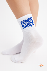 Fenerbahçe Lisanslı Yetişkin Beyaz Çorap 41-44 Numara | Trend Bebe Butik Spor Taraftar Çorap