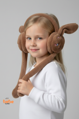 Oynar Kulaklı Sesli Tavşan Peluş Kulaklık, Hareketli Sevimli Kulak Koruyucu Kışlık  Aksesuar