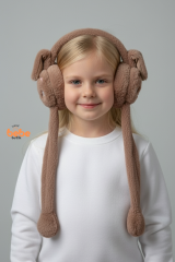 Oynar Kulaklı Sesli Tavşan Peluş Kulaklık, Hareketli Sevimli Kulak Koruyucu Kışlık  Aksesuar