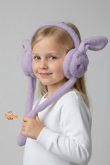 Oynar Kulaklı Sesli Tavşan Peluş Kulaklık, Hareketli Sevimli Kulak Koruyucu Kışlık  Aksesuar