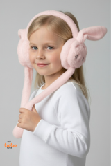 Oynar Kulaklı Sesli Tavşan Peluş Kulaklık, Hareketli Sevimli Kulak Koruyucu Kışlık  Aksesuar