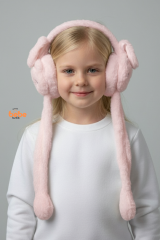 Oynar Kulaklı Sesli Tavşan Peluş Kulaklık, Hareketli Sevimli Kulak Koruyucu Kışlık  Aksesuar