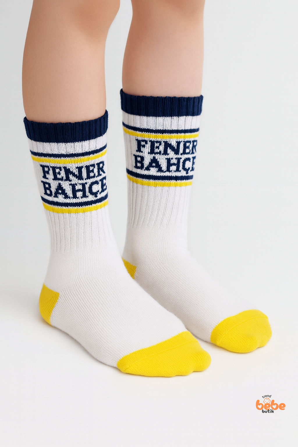 Fenerbahçe Lisanslı Çocuk Çorap | 5 Yaş – 7 Yaş Pamuklu Soket Çorap | Sarı Lacivert Taraftar Çorap Beyaz 7 YAŞ