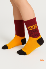 Galatasaray Lisanslı Çocuk Taraftar Çorap 5-11 Yaş | 1905 GS Desenli Bordo Sarı Çorap | Trend Bebe Butik 5 YAŞ