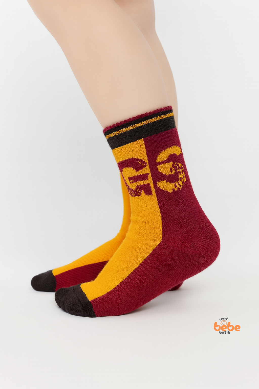 Galatasaray Lisanslı Çocuk Taraftar Çorabı 5-9 Yaş | Bordo Sarı GS Logolu Spor Çorap | Trend Bebe Butik 9 YAŞ