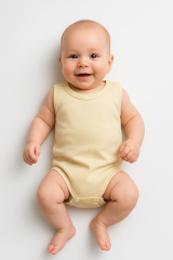 3’lü Bebek Zıbın Seti | Pamuklu Kolsuz Çıtçıtlı Yazlık Body Erkek & Kız Bebek İçin Unisex Badi Tulum 24-36 Ay - SARI