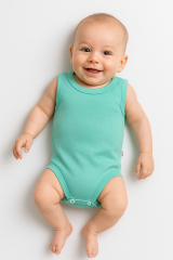3’lü Bebek Zıbın Seti | Pamuklu Kolsuz Çıtçıtlı Yazlık Body Erkek & Kız Bebek İçin Unisex Badi Tulum 24-36 Ay - YEŞİL